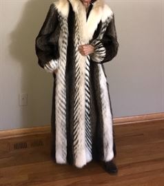 full-length black & white mink coat (size small)