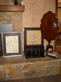 TILT TOP TABLE NIKOLAI FECHIN FEMALE NUDE AND MALE CHARCOAL NUDE