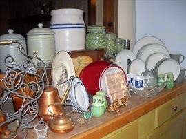BLUE BANDED CHURN CANISTER SETS AND NORITAKE GREEN WAVE