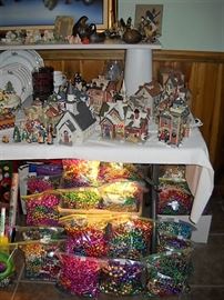 CHRISTMAS VILLAGE AND MARDI GRAS BEADS