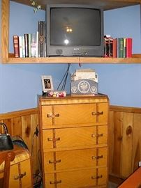 ART DECO CHEST AND SANYO TV