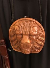 Timmy woods Beverly Hills carved lion head purse