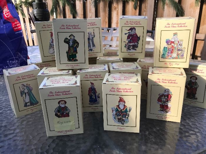 25 vintage "new" santa ornaments from countries around the world. Original boxes $5 each