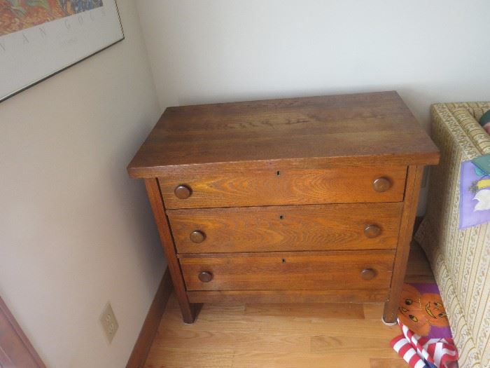 antique oak 3 drawer chest