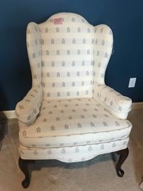 #10	(2) Ethan Allen Wingback Chairs Cream w/small Flowers  $75ea	 $150.00 
