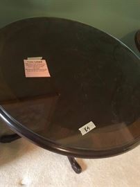#18	(2) End Tables   25.5x25.5  Protective Glass on Top  $75 each	 $150.00 
