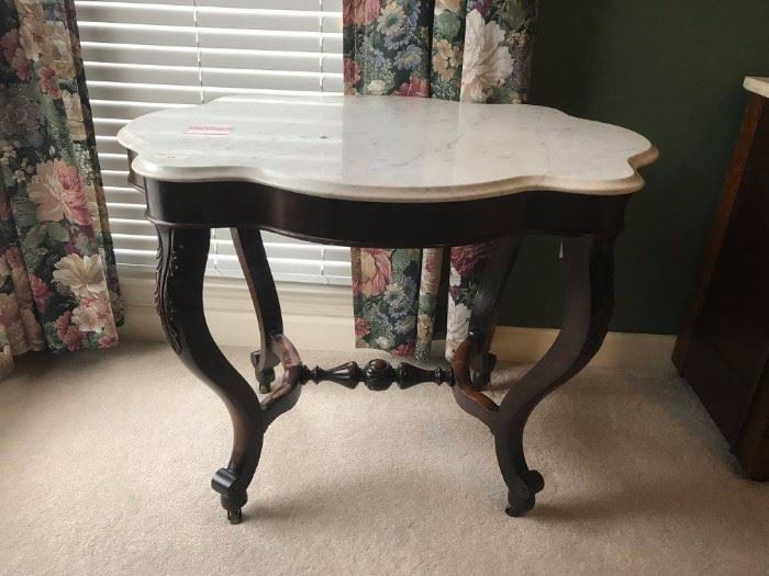 #16	Marble Top  Table w/4 legs on wheels  38x29x29	 $225.00 
