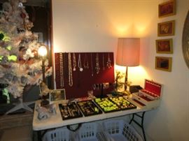 Jewelry, MCM Lamp, White Artificial Christmas Tree