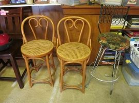 Vintage Bentwood Bar Stools,  Mid Century Modern Arthur Umanoff Style Iron Bar Stool