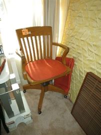 Vintage Wood Swivel Office Chair