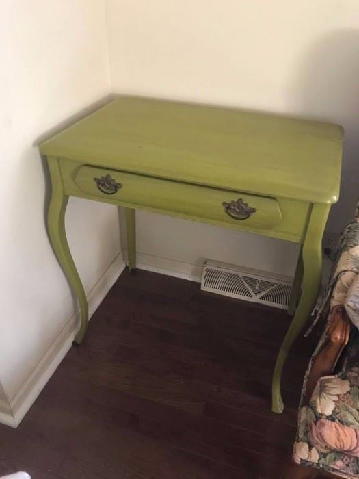 #4 Green Painted dressing table w/one drawer 29x18x30 $100.00