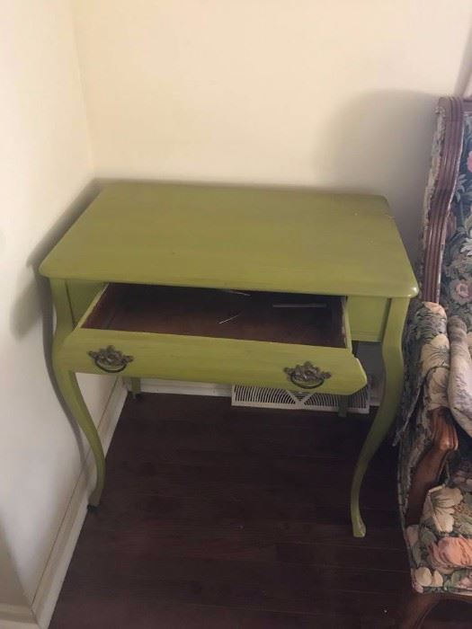 #4 Green Painted dressing table w/one drawer 29x18x30 $100.00
