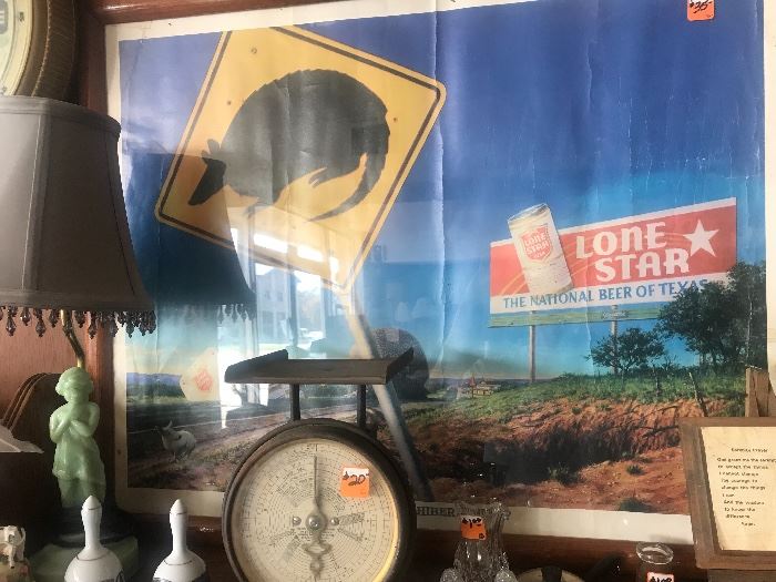 Lone Star Beer poster with armadillo