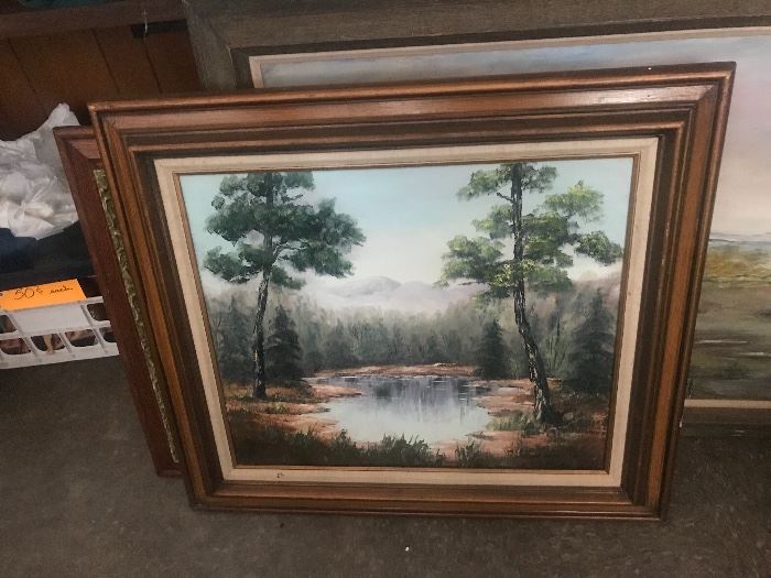 Framed oil painting