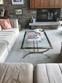 Contemporary glass and metal coffee table