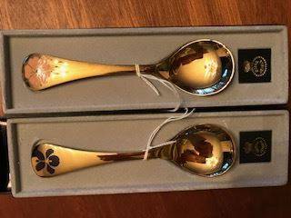 George Jensen annual gold over sterling  spoons