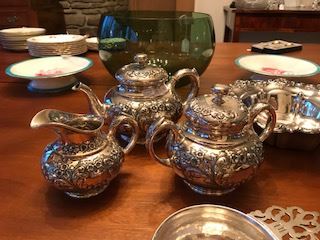 J. E. Caldwell ornate sterling tea set