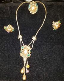 Costume Jewelry Necklace, earrings, and ring