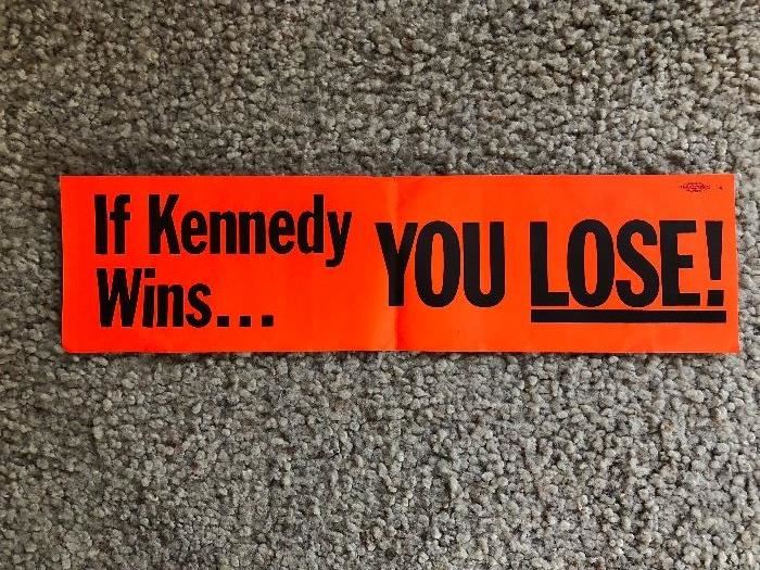 1960's Kennedy Political Bumper Sticker