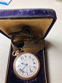 Railroad Pocket Watch with Case Fob