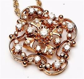 STUNNING.........14k gold & Diamonds. Photo does not do piece justice. IT SPARKLES !!!