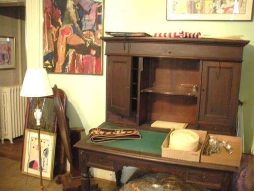 Antique 1880's Writing Desk and lots more Original Oil Paintings.