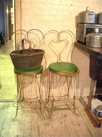 2 tall antique Ice Cream Parlor Chairs