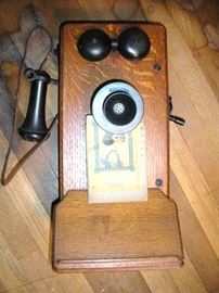 Early Oak Wall Telephone....just some of the unique antique items.