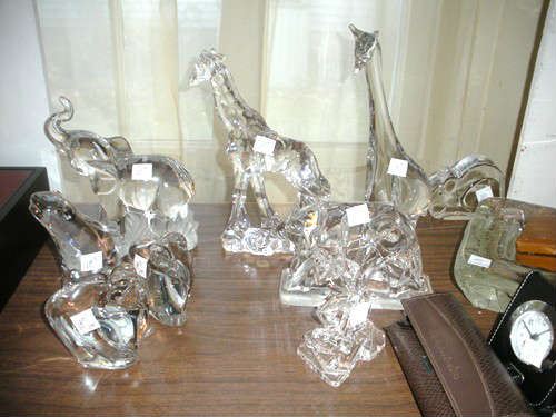 Crystal Glass Figurines and Paperweights include Val St Lambert, Dansk, Lenox, Royal Doulton and Swedish Glass.