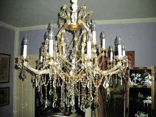 Fabulous and Large 2 Tiered all Crystal and Glass Prism Chandelier....large.