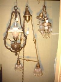 Some of the extra antique lighting found in the attic