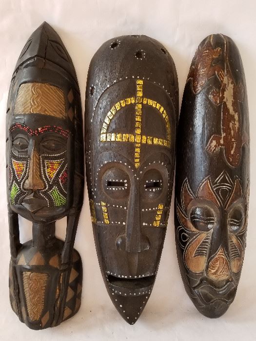 Three Hand Carved Painted and Beaded Masks  http://www.ctonlineauctions.com/detail.asp?id=662292