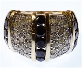 14k Gold Black and White Diamond Ring