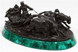 After Vassili Yacovlevitch Grachev Russian 1831 1905 Winter Troika Bronze