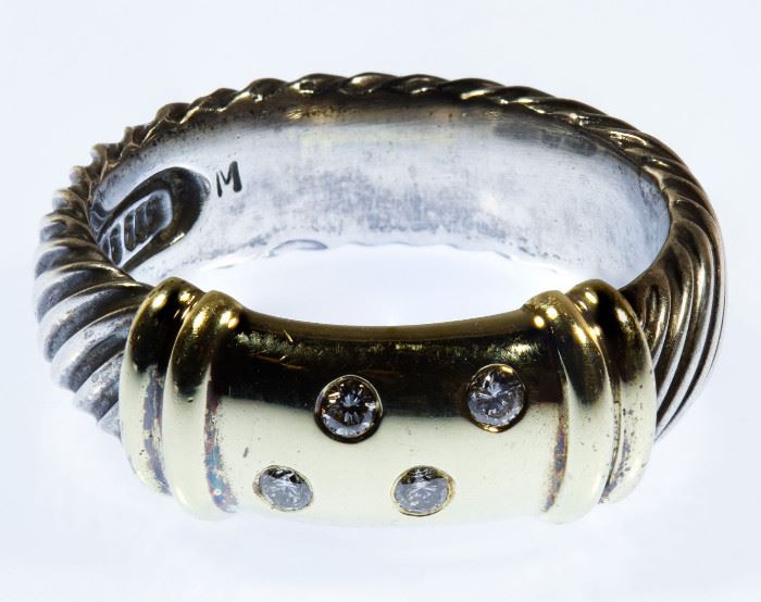 David Yurman 14k Gold Sterling Silver and Diamond Ring