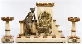 Japy Freres Marble Art Deco Garniture Set