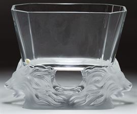 Lalique Crystal Venise Lion Vase