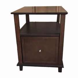 Contemporary Wood Finished Side Table Filing Cabinet