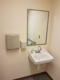 Bathroom Sink, Mirror, Paper Towel Rack