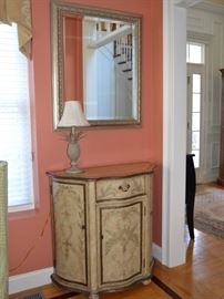 Painted cabinet and beveled mirror