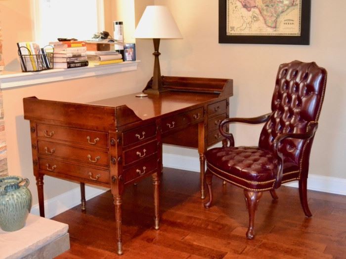 Reproduction Washington's Writing Desk and leather desk chair