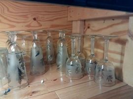 Gold etched antique stemware