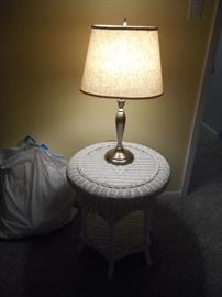 wicker table with lamp