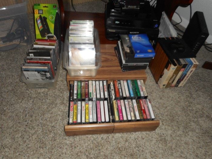 CD's, DVD's, Cassette tapes, VCR tapes