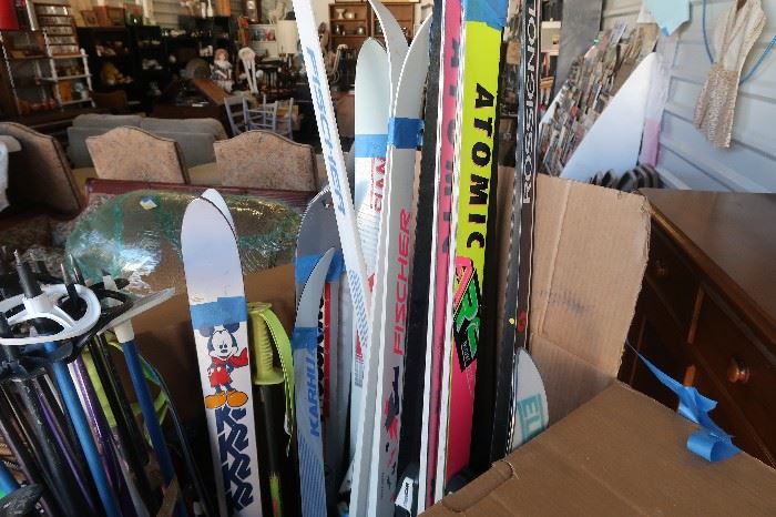 Skis -- Cross country & downhill, children, womens and poles