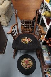 Vintage rocking chair and stool