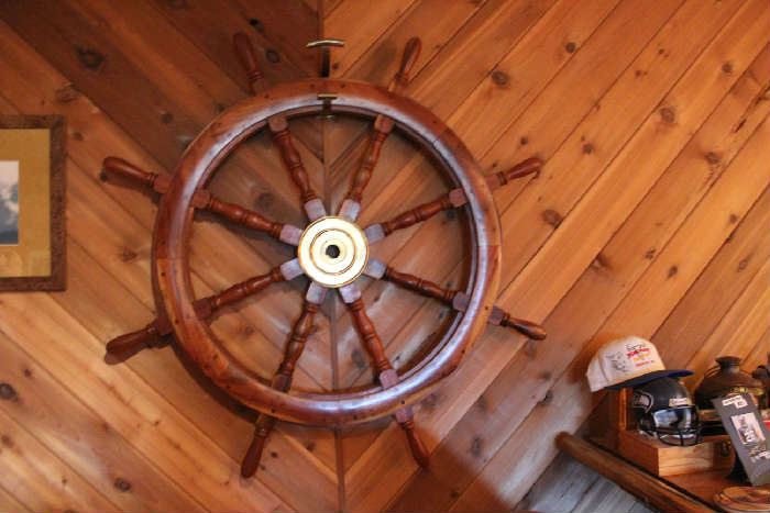 Wooden ship's wheel