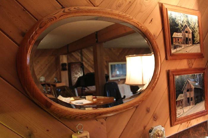 Oval mirror - wood framed