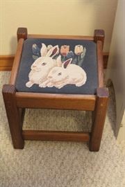 Wood & Tapestry Bunny stool