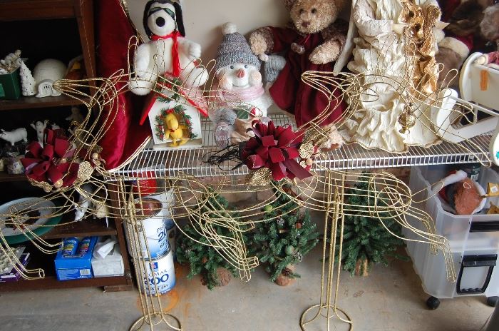 Come find your Christmas Gifts and Holiday decorations, a whole garage full .....Gold vintage Deer- store displays